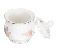 Gadpiparty Sugar Bowl Covered Tea Jar Ceramic White Reusable for Honey and Cube Sugar in Restaurants and Offices
