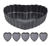 Gadpiparty Tart Pans Mini Cake Pans 6pcs Heart Shaped with Removable Bottom Nonstick Carbon Steel Excellent Heat Conductivity Dishwasher Safe for Baking and Party Preparations