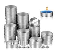 Gadpiparty Tea Light Cups Case Set 100 Aluminium Candle Cup Cases with 100 Wicks Empty Metal Tea Light Tins for DIY Candle Making Wax Filling Home Decor Crafts and Storage