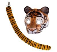 Gadpiparty Tiger Mask Realistic Tiger Design and Tail Set with Breathable Eva and Cloth Material, Secure Fit Cosplay Animal Accessories for Halloween and Carnival Parties for Photo Props