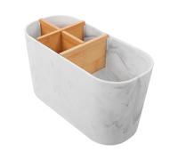 Gadpiparty Toothbrush Caddy with 5 Slots for Bathroom Counter, Plastic Tooth Brush Holder with Elegant Marble Pattern, Space-saving Design and Easy Maintenance, for Restroom and Cosmetic