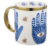 Gadpiparty Turkish Ceramic Coffee Cup with Evil Eye Design, Hand-Painted Milk and Water Mug for Office and Breakfast Use, Stylish Sturdy Porcelain Mug with Handle