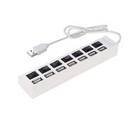 Gadpiparty USB 2.0 7-port Hub with Individual Switches for Laptop and PC High-speed USB Adapter Splitter in White for Computer Accessories and Data Transfer