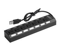 Gadpiparty USB 2.0 Hub with 480mbps Data Transfer Rate, Current Protection 7-port Multi Charger Ergonomic Design Black Metal and Plastic USB Suitable for PC and Desktop Table Disassembly
