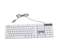 Gadpiparty USB Glowing Computer Keyboard White Sl esign round Keys Wired USB Keyboard with Plastic Housing Works with Tablet, for Outdoor and Travel Use