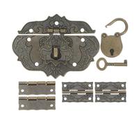 Gadpiparty Vintage Antique Bear Shape Padlock with Key Set, Compact Alloy Hasp Lock for Wood Boxes and Chests, Antique Finish for Creative Displays and DIY Projects
