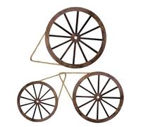 Gadpiparty Vintage Rustic Wooden Wagon Wheel Wall Hanging Decoration with Hemp Rope, 3pcs Set for Living Room and Office, Sturdy Decorative Effect, Classic Coffee Colour Home Wall Art