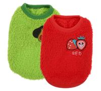 Gadpiparty Warm Wear-Resistant Rabbit Clothes 2pcs Set with Avocado Green and Strawberry Red Vests for Small Rabbits and Guinea Pigs, Washable Bunny Garments for Indoor Pets
