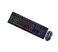 Gadpiparty Wired USB Mechanical Keyboard and Mouse Set Non Conflict Design with Luminous Keys 104 Keys, Black Plastic Construction for Gaming and Office Use for Cafe and Home Setup