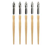 Gadpiparty Wooden Dip Pen Holder 5Pcs with Metal Nibs for Fluid Ink Calligraphy Suitable for Sketching and Lettering Enthusiasts
