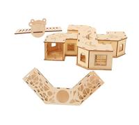 Gadpiparty Wooden Hamster Tunnel Maze with Bunker and Seesaw Bite-resistant Small Pet Play Tube for Exercise and Stress Relief Fun Animal Labyrinth for Hamsters and Small Pets