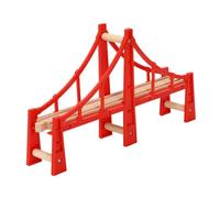Gadpiparty Wooden Train Track Bridge Building Blocks Set for Compatible with Model Railway DIY Elevated Tracks Creative Red Bridge Accessory for S Train