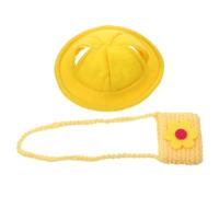 Gadpiparty Yellow Rabbit Costume with Felt and Woolen Yarn Hat and Small Pouch for Pet Bunny Festival Decor and Photo Shoots Accessory