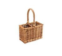 Gadsby 2 Bottle Double Steamed Wicker Bottle Carrier Picnic Bottle Basket