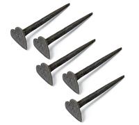 Gadsby Hand Forged Wrought Iron Heart Head Nails Black Rustic Iron Tacks 5pcs