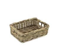 Gadsby Medium Kubu Rattan Display Basket - Handwoven Grey Wash Rectangular Wicker Storage Basket for Home, Textiles, Food & Retail Displays