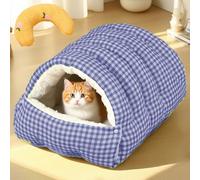 Gadvera Cozy Cave Pet Retreat, Cozy Monster Cat Bed for Indoor Cats, Warm Cat Bed for Winter with Removable & Washable Cushioned, Semi Enclosed Design, Create a Comfort, Safe Space (BLUE-2,S)