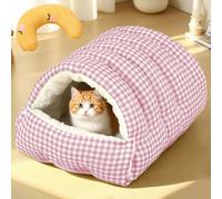 Gadvera Cozy Cave Pet Retreat, Cozy Monster Cat Bed for Indoor Cats, Warm Cat Bed for Winter with Removable & Washable Cushioned, Semi Enclosed Design, Create a Comfort, Safe Space (PINK-2,S)