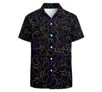 GADZILLE Duck Shirt for Men Funny Duck Hawaiian Shirt Aloha Beach Party Shirts, Duck Neon, Medium