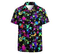 GADZILLE Men’s Hawaiian Shirts Short Sleeve Casual Neon Summer Beach Shirt