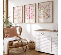 GADZRTIL Pink Flower Market Prints Aesthetic Minimalist Posters Matisse Flower Canvas Wall Art Pink Floral Pictures Colorful Watercolor Wall Art 12x16inchx3 No