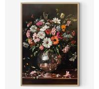 GADZRTIL Vintage Disco Poster Canvas Art Print, 16x24inch, Unframed, Multi-room, Retro Floral Wall Art