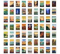 gaeaverse 63pcs National Park Vintage Postcards U.S. National Parks Greeting Cards for Business World Travel Landscape Postcard Decor Gift