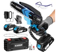 GAEEP Mini Chainsaw Cordless 6 Inch, Electric Chain Saw with 2x3000mAh Battery and Charger, Small Handheld Power Saw to Cut Wood, Pruning Tree Trimmer Branch Cutter Gift for Men Dad Husband Father