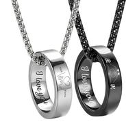 Gaehsmide Custom Name Matching Necklace for Couples Promise Rings Pendant Necklaces Set for Couples Gifts for Him and Her Birthday Christmas Valentines Day Gifts