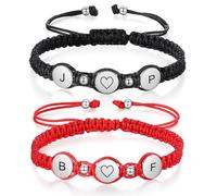 Gaehsmide Personalized Couples Matching Bracelets for Couples Gifts Custom Initial BF GF Bracelets Relationship Connecting Friendship Bracelets Birthday Chirstmas Valentines Gifts for Him Her, One
