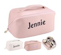 Gaehsmide Personalized Makeup Bag Travel Cosmetic Bag with Initial Name Custom Make Up Bags for Women Travel Toiletry Makeup Organizer Skincare Bag Gift for Mom Women (3 Color1)