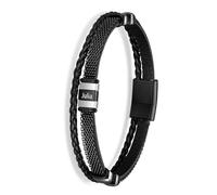 Gaehsmide Personalized Mens Bracelet for Men Custom 2-3 Names Mens Leather Bracelet for Dad Husband for Birthday Christmas Gift Black RoseGold, 7.87', Metal Leather, no gemstone