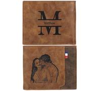 Gaehsmide Personalized Wallet for Men Custom Photo Name Mens Wallet Leather Bifold Wallets for Dad Husband Gift for Birthday Christmas Valentines Fathers Day (Photo Initial 6#)