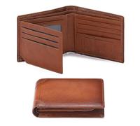 GAEKEAO Mens Wallets RFID Blocking Genuine Leather Slim Trifold Wallets for Men with 2 ID Window