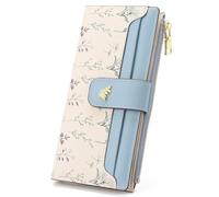 GAEKEAO Purse for Women Slim Bifold Ladies Purse Floral Leather Large Capacity Wallet for Women with Zipper Pocket ID Window