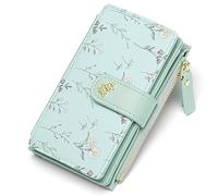 GAEKEAO Purses for Women RFID Blocking Medium Ladies Wallet Vegan Leather Floral Card Holder with Zipper Coin Pocket