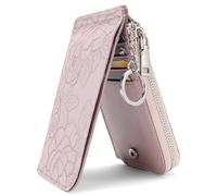 GAEKEAO Slim Credit Card Holder for Women Leather Bifold RFID Blocking Ladies Purse, Multi Card Case Zipper Coin Purse with Key Ring and ID Window