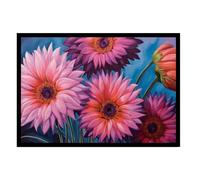 GAEKKO Wall Picture 'Beautiful Flowers' on Aluminium with Picture Frame Aluminium Dibond Picture 90 x 60 cm