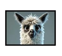 GAEKKO Wall Picture 'Fluffy Llama' on Photo Board with Picture Frame 60 x 40 cm