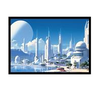 GAEKKO Wall Picture 'Futurrist City' on Photo Board with Picture Frame 60 x 40 cm