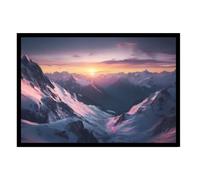 GAEKKO Wall Picture 'Neon Coloured Sunset in the Mountains' on Photo Board with Picture Frame 90 x 60 cm