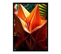 GAEKKO Wall Picture 'Origami Jungle - World of Papers' on Aluminium with Picture Frame Aluminium Dibond Picture 40 x 60 cm