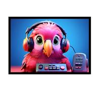 GAEKKO Wall Picture 'Our Sweet Animals - Bird Beep' on Photo Board with Picture Frame Photo Board Picture 120 x 80 cm