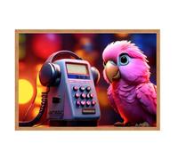 GAEKKO Wall Picture 'Our Sweet Animals - Parrot' on Photo Board with Picture Frame 30 x 20 cm