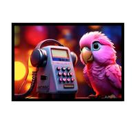 GAEKKO Wall Picture 'Our Sweet Animals - Parrot' on Photo Board with Picture Frame 30 x 20 cm