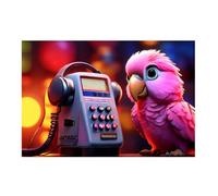 GAEKKO Wall Picture 'Our Sweet Animals Parrot' on Photo Board without Picture Frame Photo Board Picture 50 x 50 cm