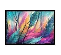 GAEKKO Wall Picture 'Radiant Feather Forest' on Photo Board with Picture Frame 60 x 40 cm