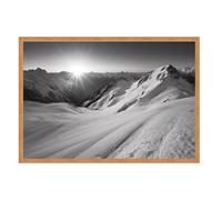 GAEKKO Wall Picture 'Sunrise in Black and White' on Photo Board with Picture Frame 60 x 40 cm