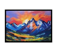 GAEKKO Wall Picture Sunrise in the Mountains Painted Acrylic Paints on Photo Board with Picture Frame 30 x 20 cm