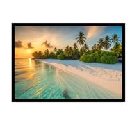 GAEKKO Wall Picture 'The Palm Tree Beach by the Sea' on Photo Board with Picture Frame 30 x 20 cm